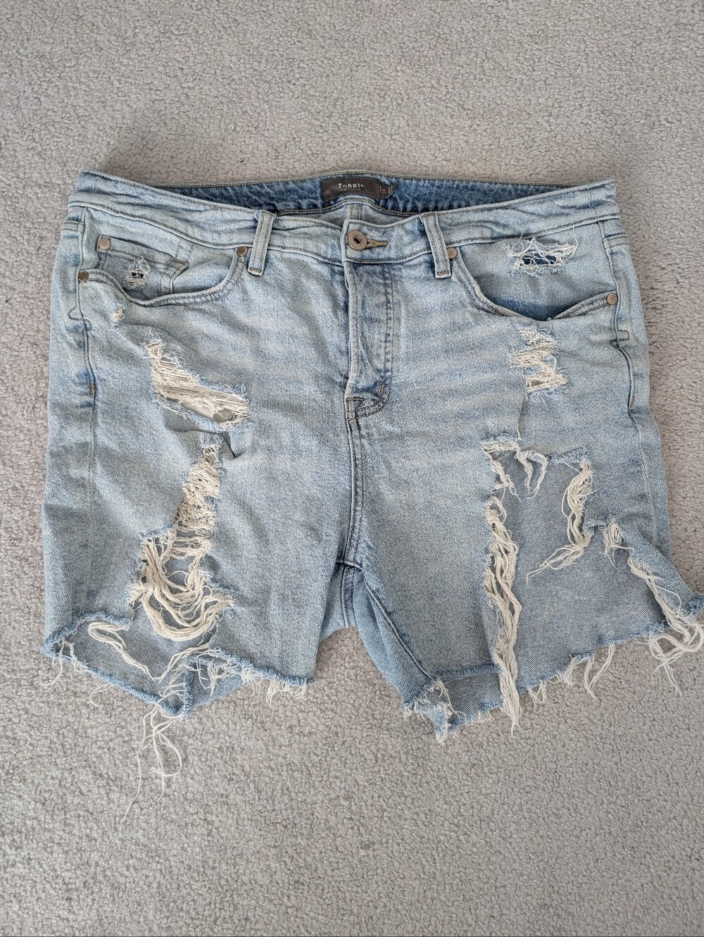 Light Wash Super Destructed Denim Shorts